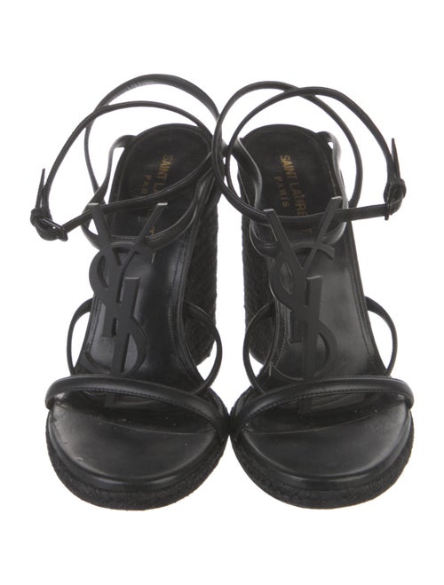 Saint Laurent Signature Logo Leather Espadrilles