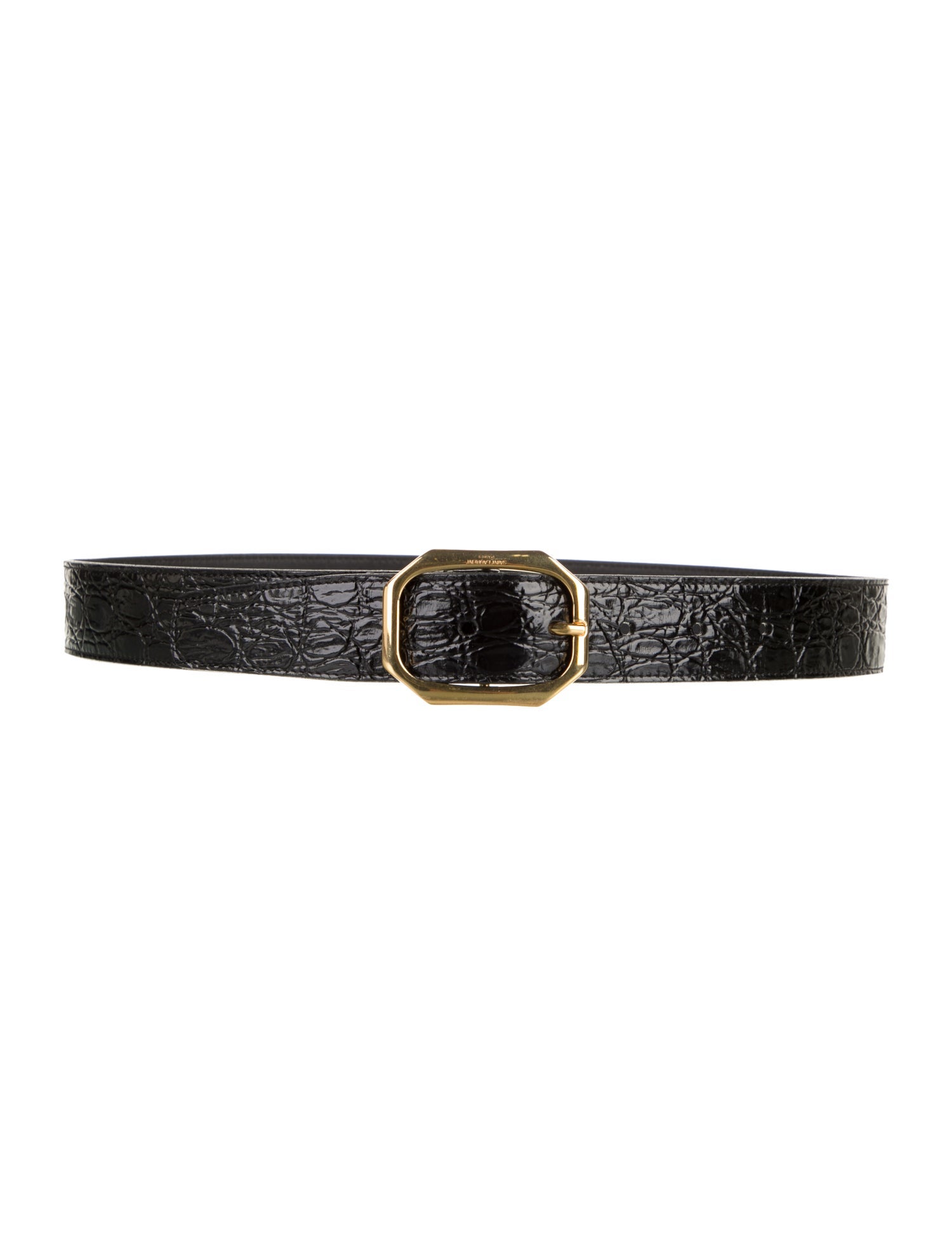 Saint Laurent Embossed Leather Belt w/ Tags