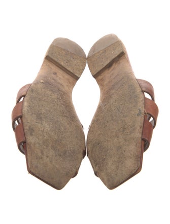 Saint Laurent Leather Mesh Accents Slides