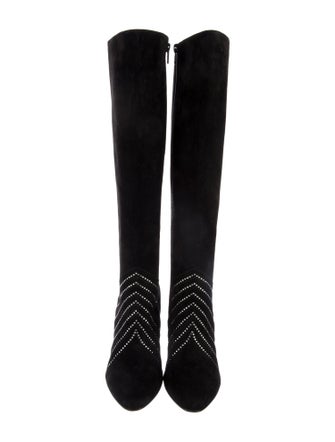 Saint Laurent Suede Crystal Embellishments Sock Boots