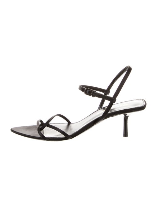 Saint Laurent Satin Leather Trim Embellishment Slingback Sandals