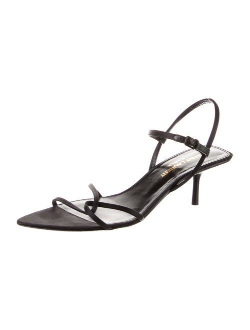 Saint Laurent Satin Leather Trim Embellishment Slingback Sandals