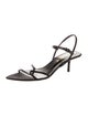 Saint Laurent Satin Leather Trim Embellishment Slingback Sandals