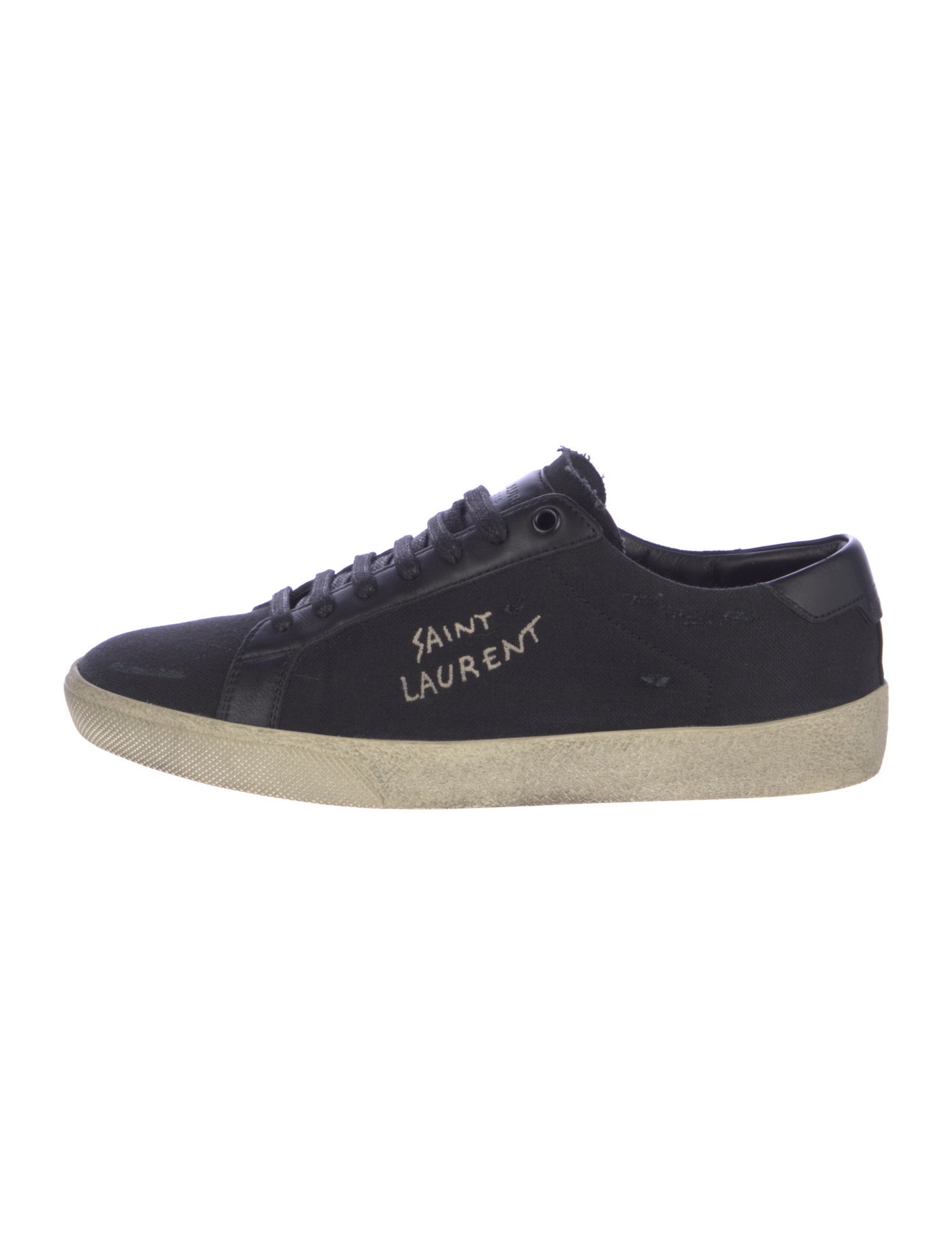 Saint Laurent Canvas Embroidered Accent Sneakers
