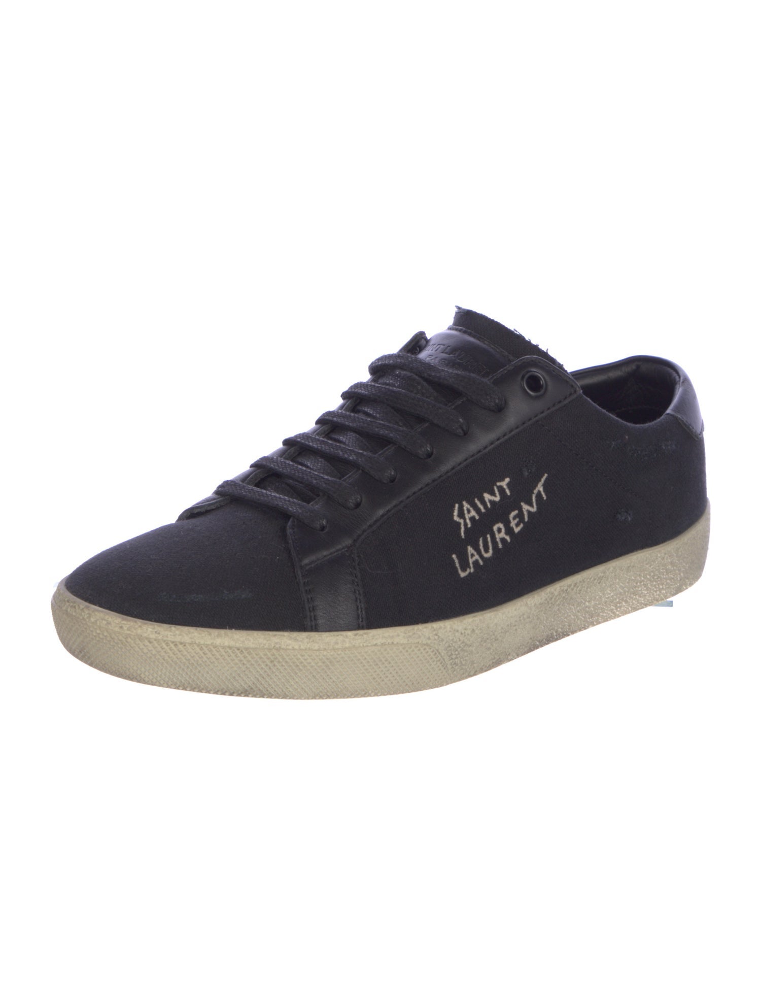 Saint Laurent Canvas Embroidered Accent Sneakers