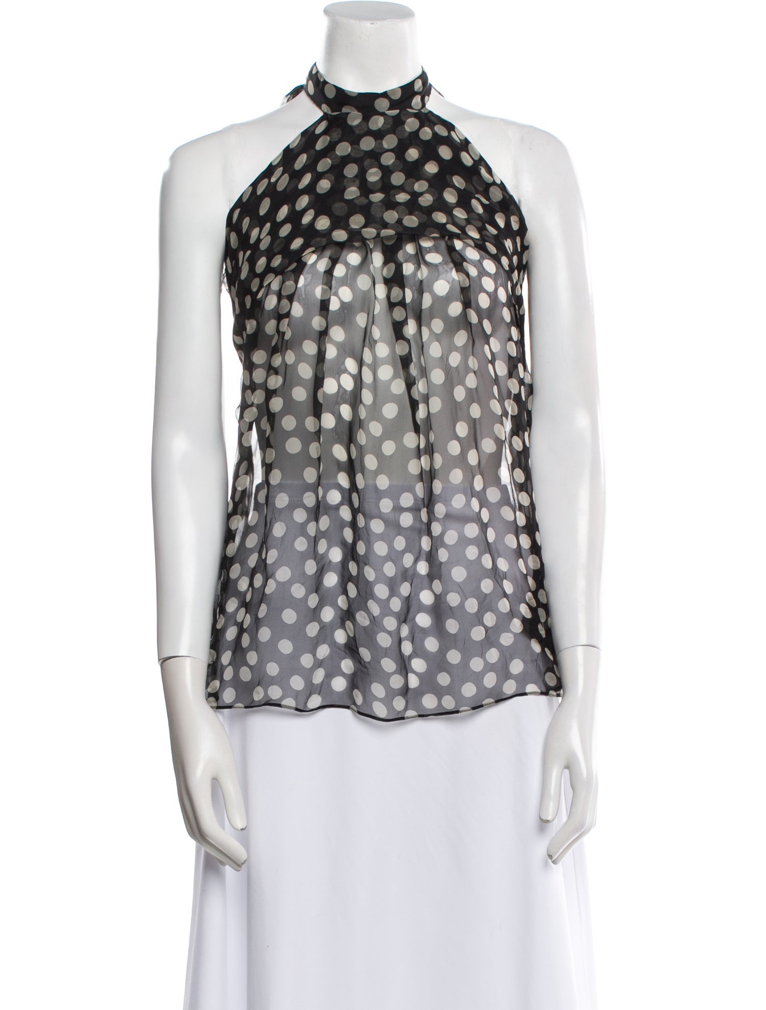 Saint Laurent Silk Polka Dot Print Blouse