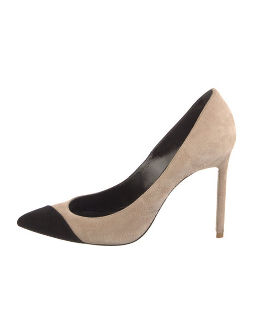 Saint Laurent Suede Colorblock Pattern Pumps