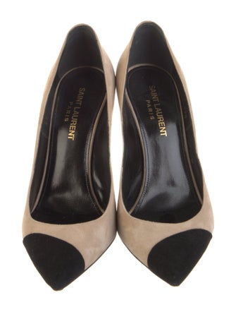Saint Laurent Suede Colorblock Pattern Pumps