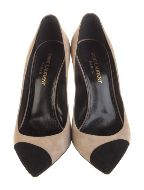 Saint Laurent Suede Colorblock Pattern Pumps