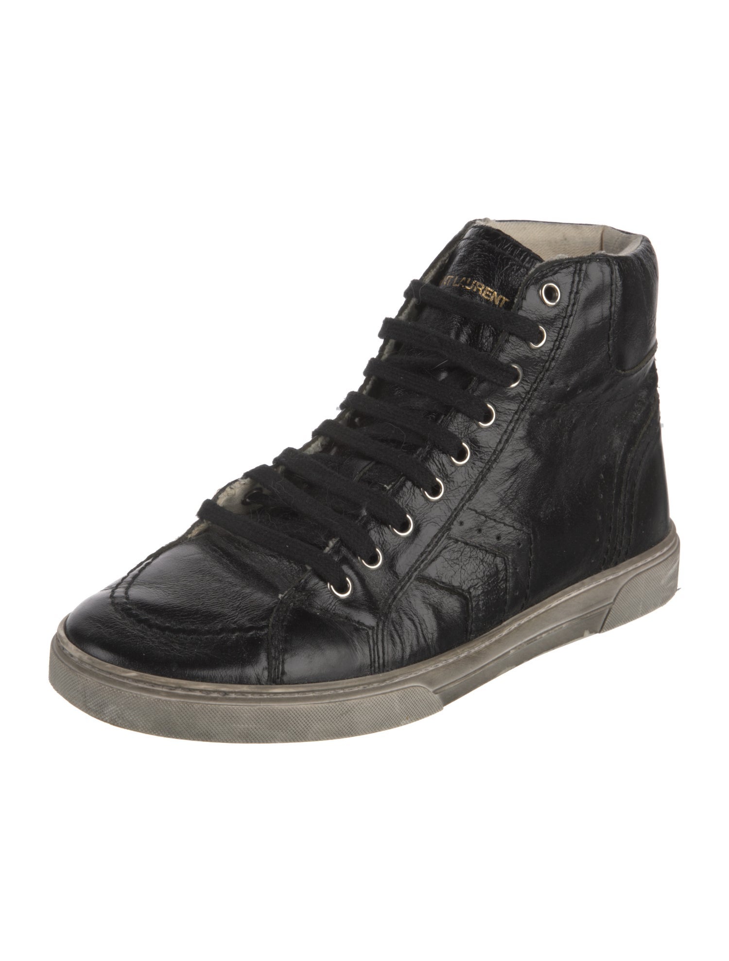 Saint Laurent Leather Distressed Accents Sneakers