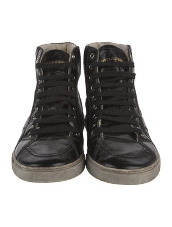 Saint Laurent Leather Distressed Accents Sneakers