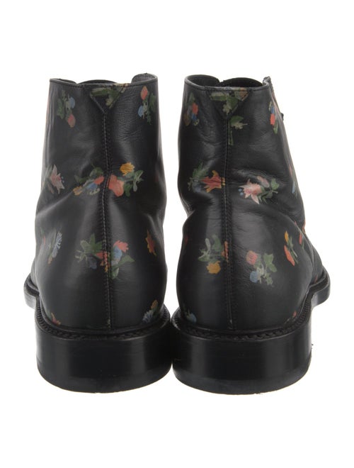 Saint Laurent Leather Floral Print Combat Boots