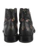 Saint Laurent Leather Floral Print Combat Boots