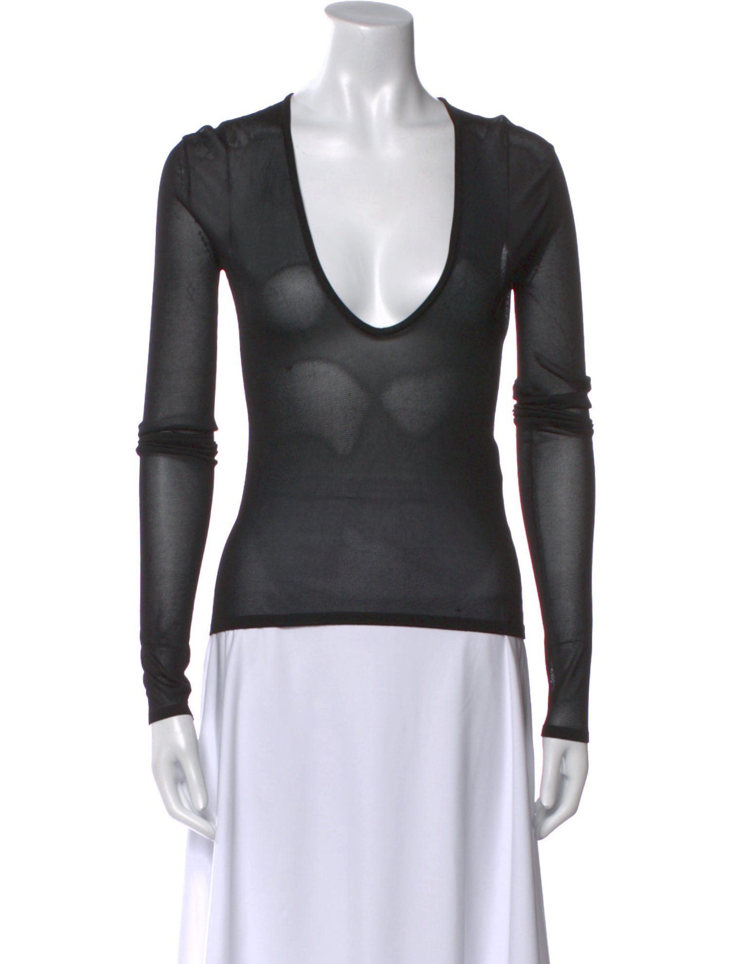 Saint Laurent Silk Plunge Neckline Top