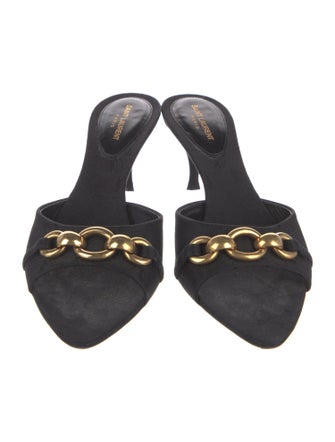 Saint Laurent Canvas Chain-Link Accents Slides