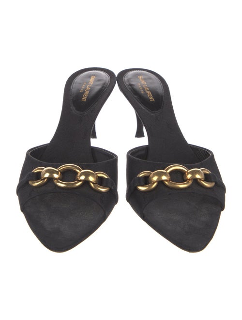 Saint Laurent Canvas Chain-Link Accents Slides