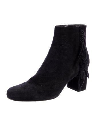 Saint Laurent Suede Fringe Trim Accent Boots