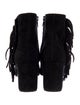 Saint Laurent Suede Fringe Trim Accent Boots