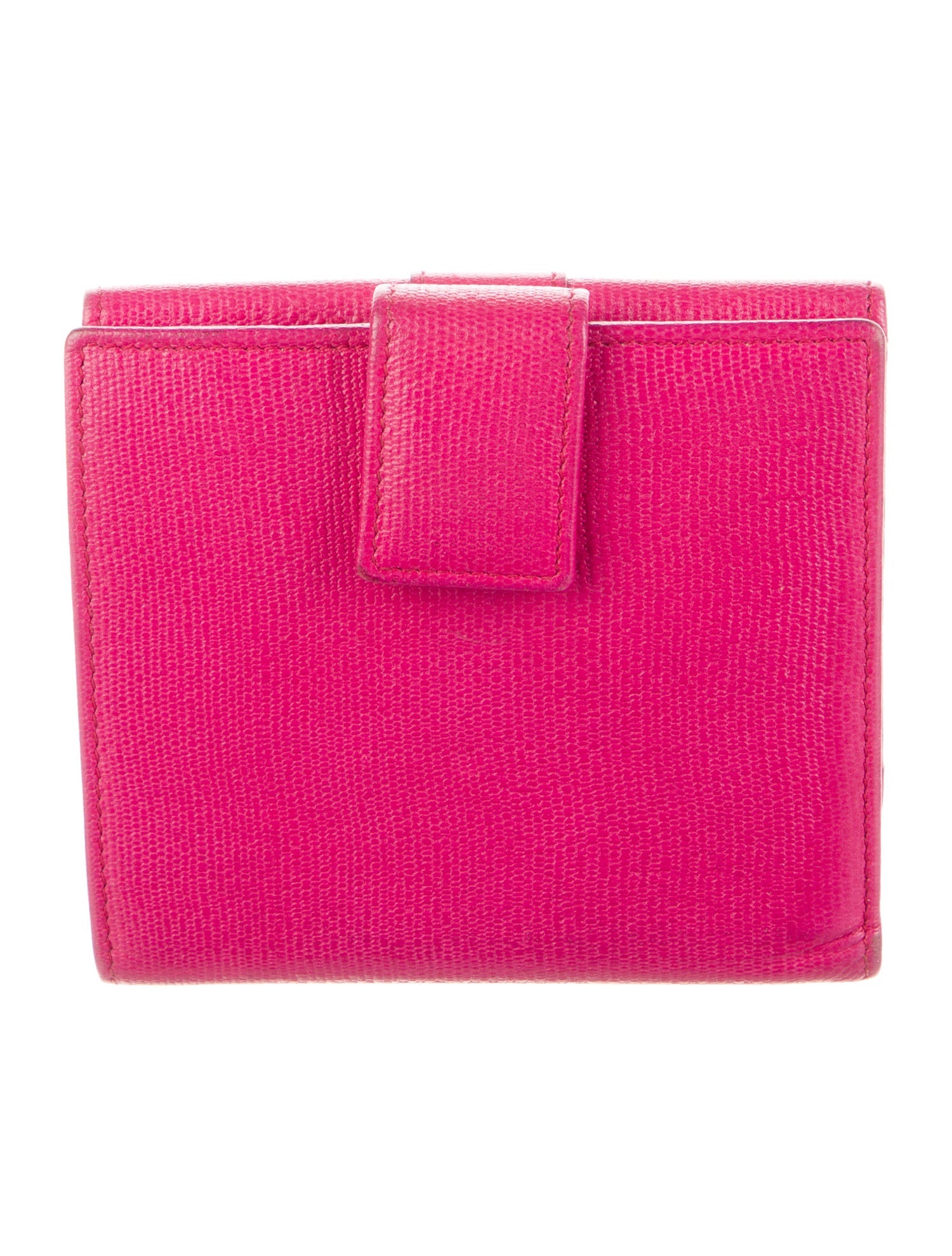 Yves Saint Laurent Signature Logo Leather Compact Wallet