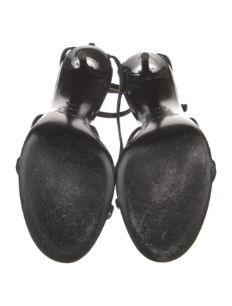 Saint Laurent Patent Leather T-Strap Sandals