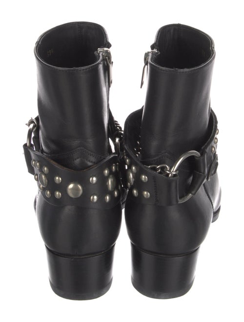 Saint Laurent Leather Chain-Link Accents Moto Boots