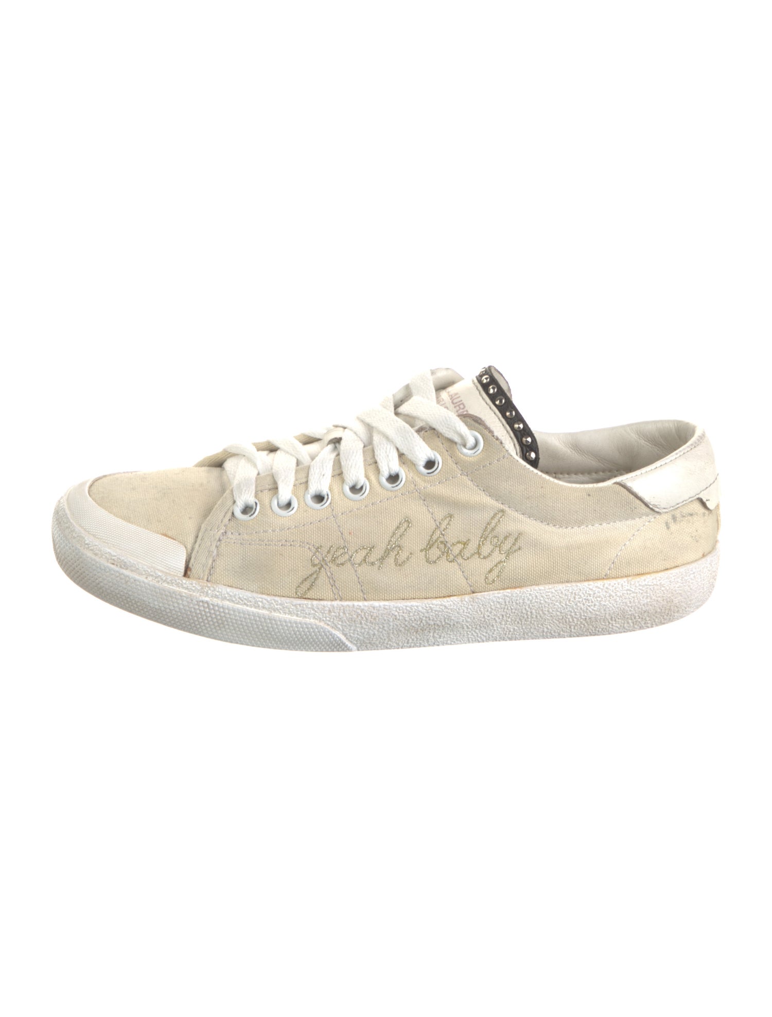Saint Laurent Canvas Distressed Accents Sneakers