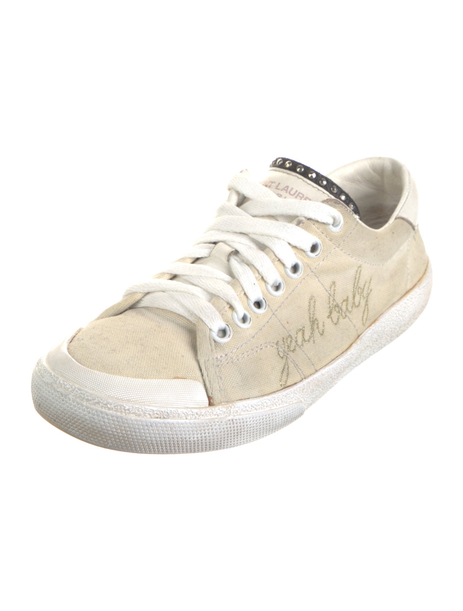 Saint Laurent Canvas Distressed Accents Sneakers