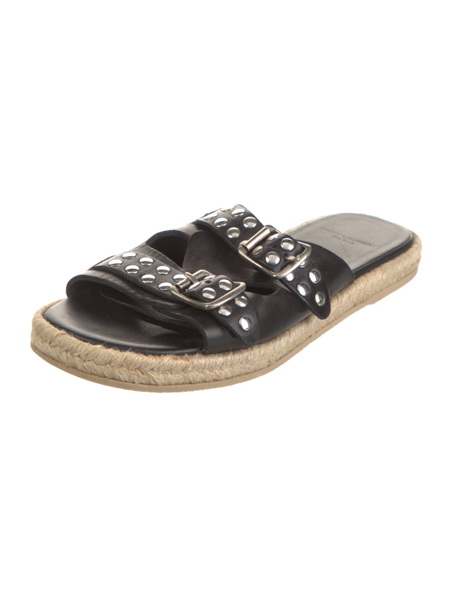 Saint Laurent Leather Studded Accents Espadrilles