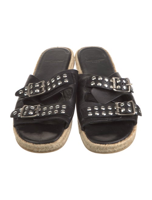 Saint Laurent Leather Studded Accents Espadrilles