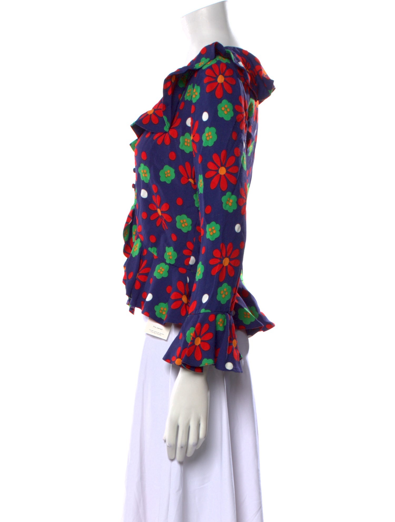 Saint Laurent Floral Print V-Neck Crop Top