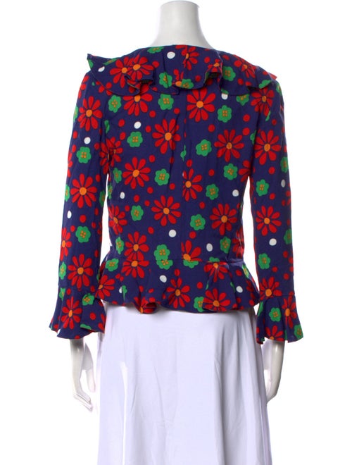 Saint Laurent Floral Print V-Neck Crop Top