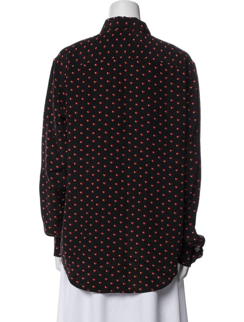 Saint Laurent Silk Polka Dot Print Button-Up Top