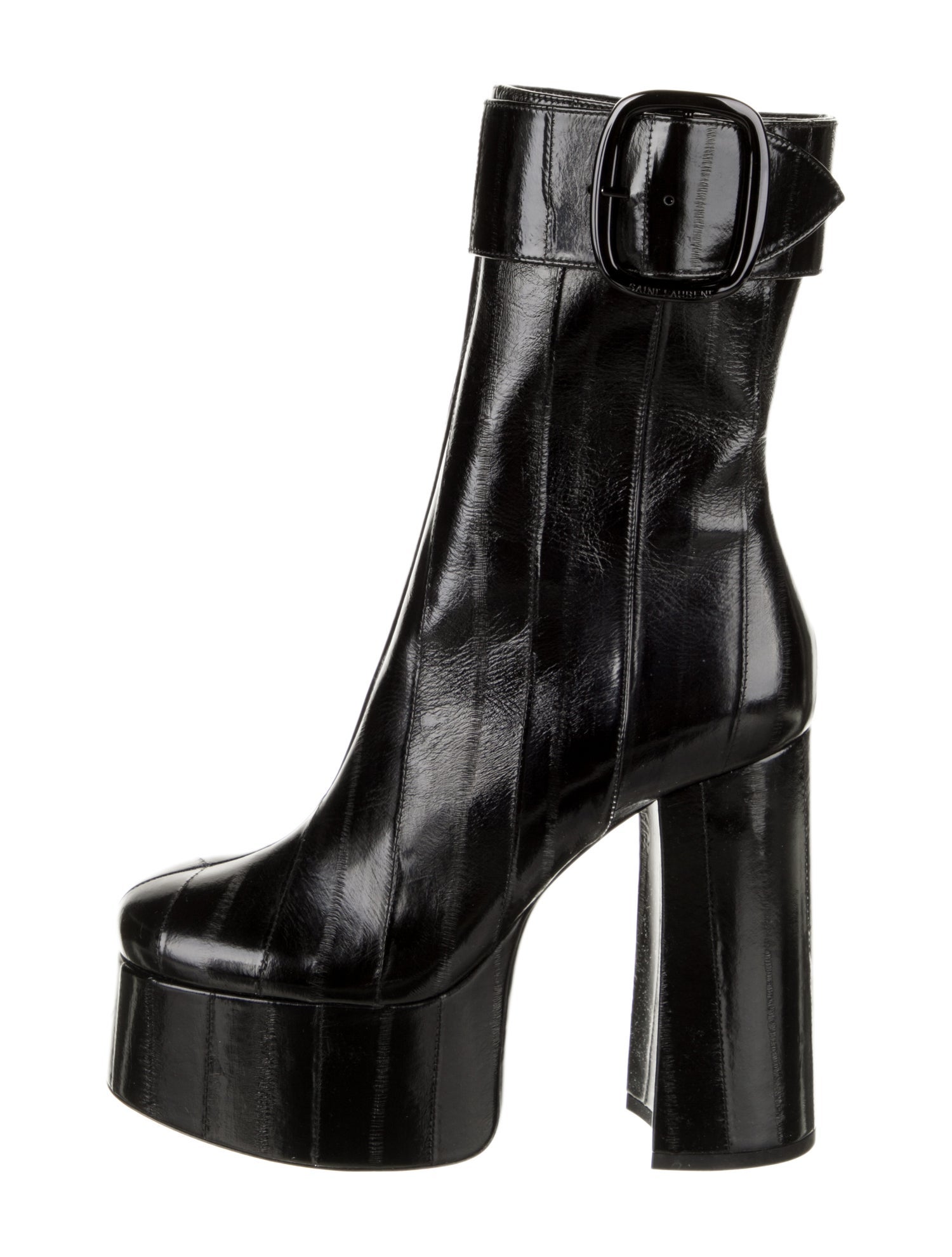 Saint Laurent Leather Animal Print Boots