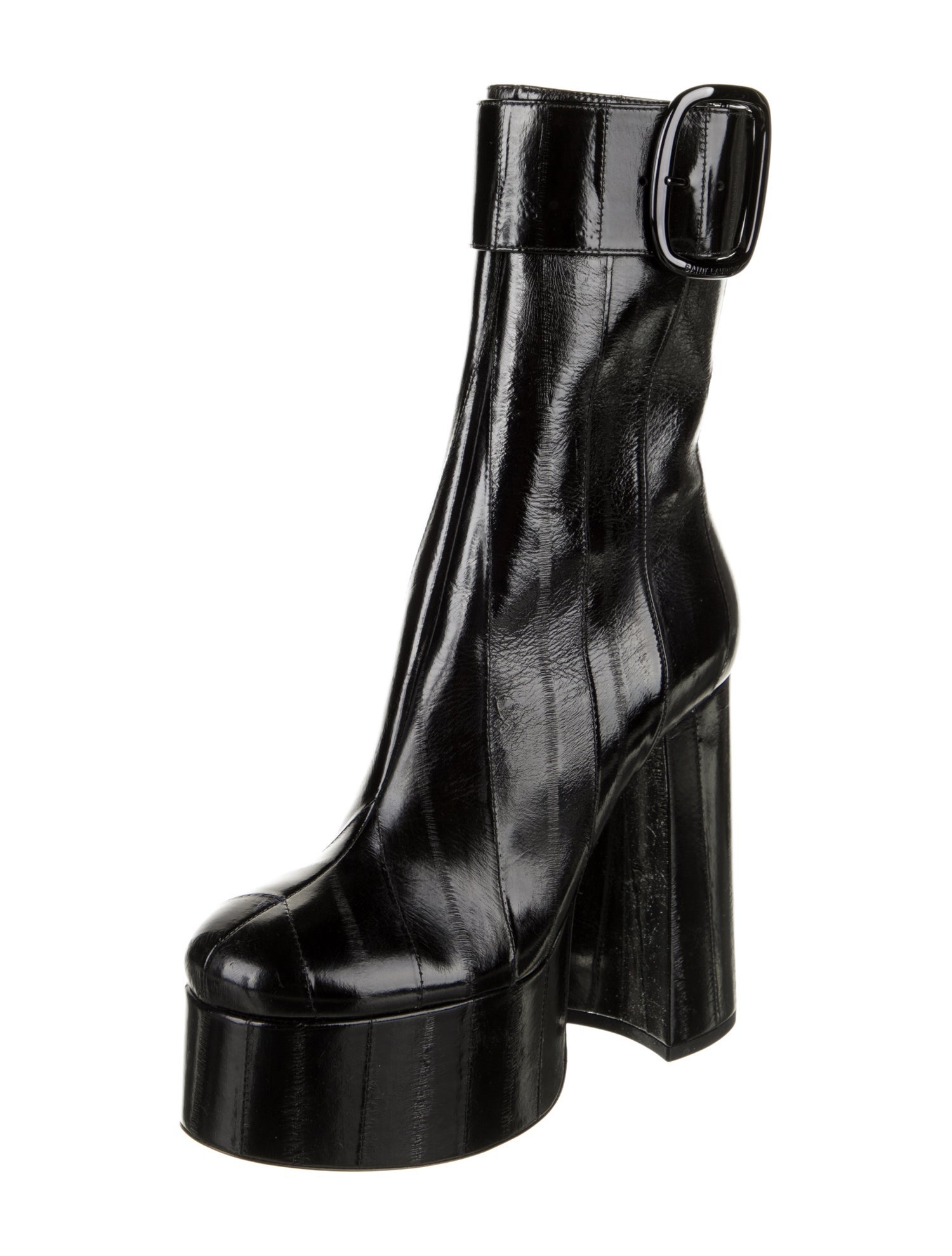 Saint Laurent Leather Animal Print Boots