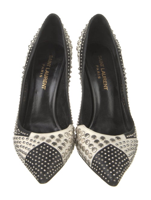 Saint Laurent Leather Colorblock Pattern Pumps