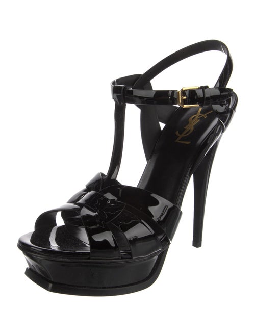 Saint Laurent Patent Leather T-Strap Sandals