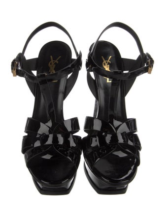 Saint Laurent Patent Leather T-Strap Sandals