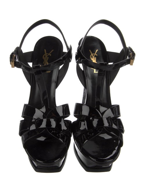 Saint Laurent Patent Leather T-Strap Sandals