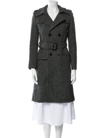Saint Laurent Wool Houndstooth Print Peacoat