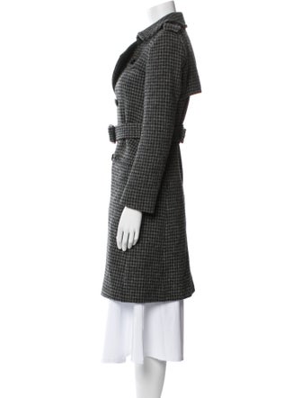 Saint Laurent Wool Houndstooth Print Peacoat