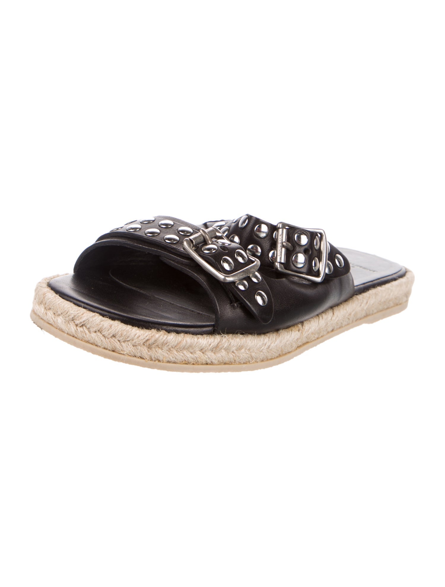 Saint Laurent Leather Studded Accents Espadrilles