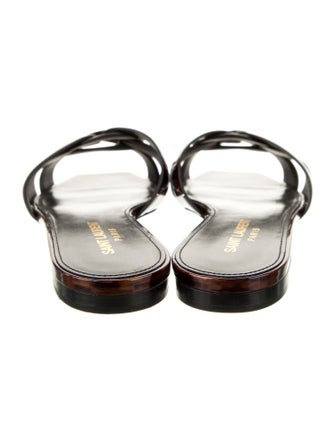 Saint Laurent Patent Leather Animal Print Slides
