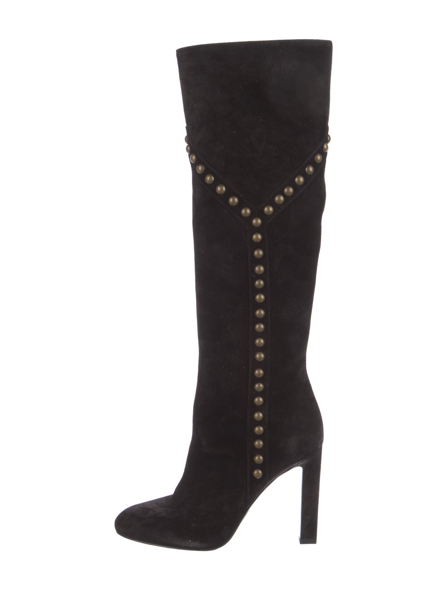 Saint Laurent Suede Studded Accents Boots