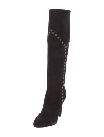 Saint Laurent Suede Studded Accents Boots