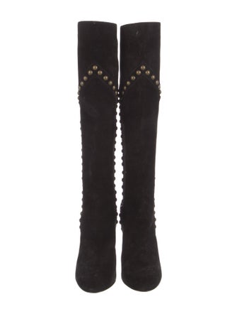 Saint Laurent Suede Studded Accents Boots