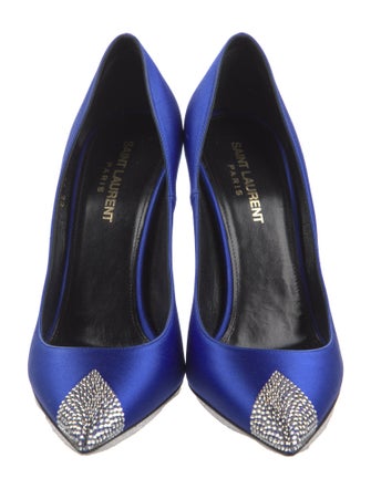 Saint Laurent Satin Crystal Embellishments Pumps