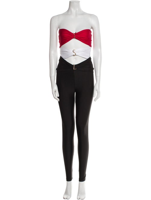 Saint Laurent Nylon Colorblock Pattern Jumpsuit