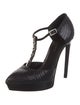 Saint Laurent Snakeskin Animal Print T-Strap Pumps