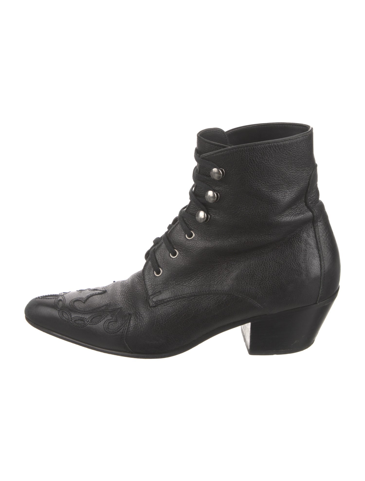 Saint Laurent Leather Lace-Up Boots
