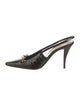 Saint Laurent Horsebit Accent Embossed Leather Slingback Pumps